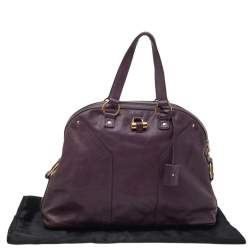 Pre Owned Yves Saint Laurent Purple Leather Oversized Muse Satchel