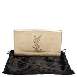 Pre Owned حقيبة كلتش أيف سان لوران بل دو جور جلد ذهبي ميتالك