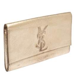 Pre Owned حقيبة كلتش أيف سان لوران بل دو جور جلد ذهبي ميتالك