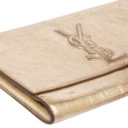 Pre Owned حقيبة كلتش أيف سان لوران بل دو جور جلد ذهبي ميتالك