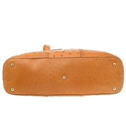 Pre Owned Yves Saint Laurent Tan Ostrich Large Muse Satchel