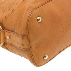 Pre Owned Yves Saint Laurent Tan Ostrich Large Muse Satchel