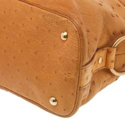 Pre Owned Yves Saint Laurent Tan Ostrich Large Muse Satchel