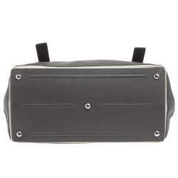 Pre Owned Yves Saint Laurent Grey/White Leather And Canvas Muse Two Top Handle Bag