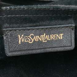 Pre Owned حقيبة ساتشل أيف سان لوران موس تو كبيرة سويدي وجلد ذهبي/ أسود