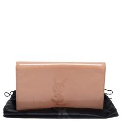 Pre Owned Yves Saint Laurent Beige Patent Leather Belle De Jour Flap Clutch