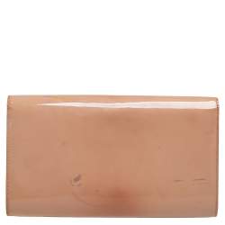 Pre Owned Yves Saint Laurent Beige Patent Leather Belle De Jour Flap Clutch