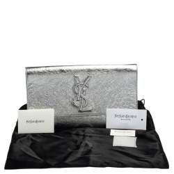 Pre Owned Yves Saint Laurent Silver/Gold Leather Belle De Jour Flap Clutch