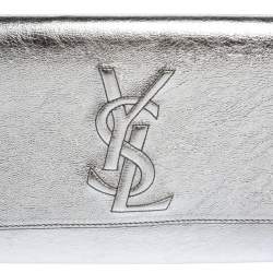 Pre Owned Yves Saint Laurent Silver/Gold Leather Belle De Jour Flap Clutch