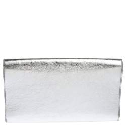 Pre Owned Yves Saint Laurent Silver/Gold Leather Belle De Jour Flap Clutch