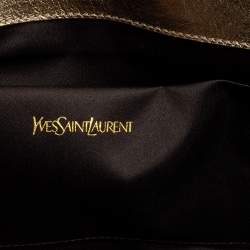 Pre Owned Yves Saint Laurent Silver/Gold Leather Belle De Jour Flap Clutch