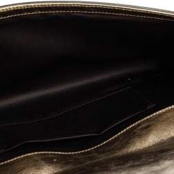Pre Owned Yves Saint Laurent Silver/Gold Leather Belle De Jour Flap Clutch