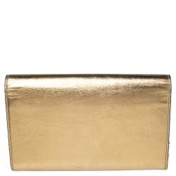 Pre Owned Yves Saint Laurent Gold Leather Kate Monogram Clutch