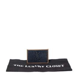 Pre Owned Yves Saint Laurent Blue Denim and Leather Card Holder