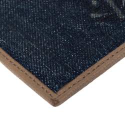 Pre Owned Yves Saint Laurent Blue Denim and Leather Card Holder