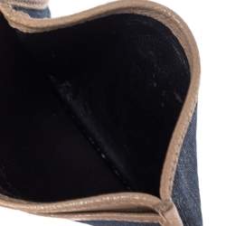 Pre Owned Yves Saint Laurent Blue Denim and Leather Card Holder