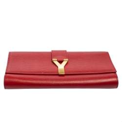 مملوكة مسبقًا حقيبة كلتش أيف سان لوران واي-ليغن جلد أحمر