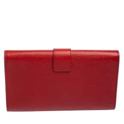 مملوكة مسبقًا حقيبة كلتش أيف سان لوران واي-ليغن جلد أحمر