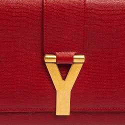 مملوكة مسبقًا حقيبة كلتش أيف سان لوران واي-ليغن جلد أحمر