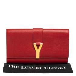 مملوكة مسبقًا حقيبة كلتش أيف سان لوران واي-ليغن جلد أحمر