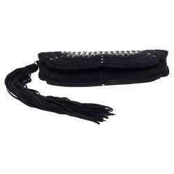 مملوكة مسبقًا Yves Saint Laurent Suede And Sequins Fringe Flap Clutch