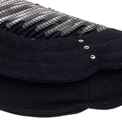 مملوكة مسبقًا Yves Saint Laurent Suede And Sequins Fringe Flap Clutch