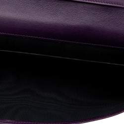 Pre Owned Yves Saint Laurent Dark Purple Patent Leather Long Wallet