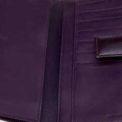Pre Owned Yves Saint Laurent Dark Purple Patent Leather Long Wallet