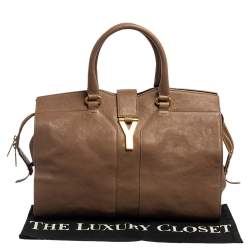 Pre Owned Yves Saint Laurent Brown Leather Medium Cabas Chyc Tote