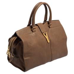 Pre Owned Yves Saint Laurent Brown Leather Medium Cabas Chyc Tote