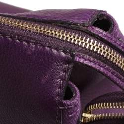 Pre Owned Yves Saint Laurent Purple Leather and Canvas Cabas Muse Two Tote