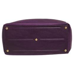 Pre Owned Yves Saint Laurent Purple Leather and Canvas Cabas Muse Two Tote