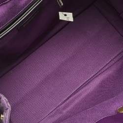 Pre Owned Yves Saint Laurent Purple Leather and Canvas Cabas Muse Two Tote