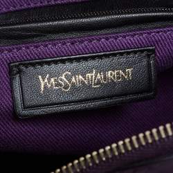 Pre Owned Yves Saint Laurent Purple Leather and Canvas Cabas Muse Two Tote