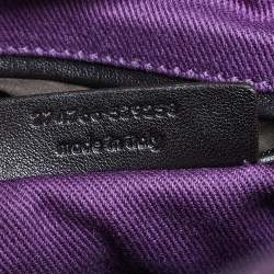 Pre Owned Yves Saint Laurent Purple Leather and Canvas Cabas Muse Two Tote