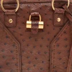 مملوكة مسبقًا Yves Saint Laurent Brown Ostrich Leather Medium Muse Satchel