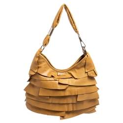 Pre Owned حقيبة هوبو إيف سان لوران سان تروبيز جلد بيج