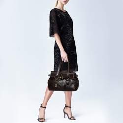 Pre Owned حقيبة إيف سان لوران موس جلد بني داكن