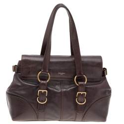 Pre Owned حقيبة إيف سان لوران موس جلد بني داكن