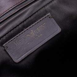 Pre Owned حقيبة إيف سان لوران موس جلد بني داكن