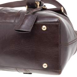 Pre Owned حقيبة إيف سان لوران موس جلد بني داكن