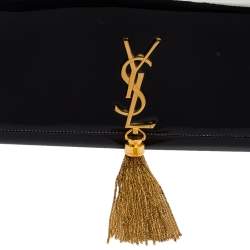 Pre Owned Saint Laurent Black Patent Leather Kate Tassel Clutch