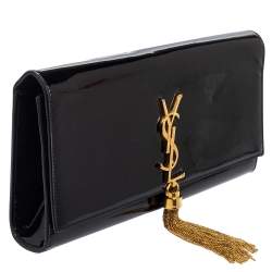 Pre Owned Saint Laurent Black Patent Leather Kate Tassel Clutch