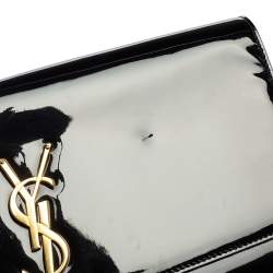 Pre Owned Saint Laurent Black Patent Leather Kate Tassel Clutch