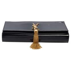 Pre Owned Saint Laurent Black Patent Leather Kate Tassel Clutch