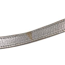 Yves Saint Laurent Metallic Grey Leather Mini Muse Two Top Handle Bag