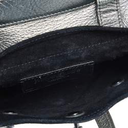 Yves Saint Laurent Metallic Grey Leather Mini Muse Two Top Handle Bag