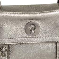 Yves Saint Laurent Metallic Grey Leather Mini Muse Two Top Handle Bag