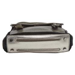 Yves Saint Laurent Metallic Grey Leather Mini Muse Two Top Handle Bag