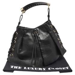 Pre Owned حقيبة هوبو إيف سان لوران ريف غوش مومباسا جلد أسود 